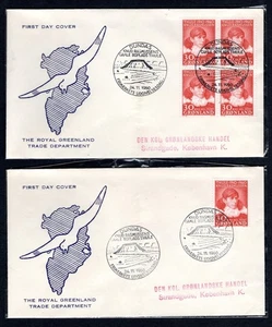 1960 Greenland Knud Rasmussen, 2 First Day covers, Blk 4 & & single stamp - Picture 1 of 2