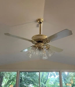 Casablanca Intellitouch Victorian Cream & Gold Ceiling Fan Light Kit w/ Shades - Picture 1 of 17