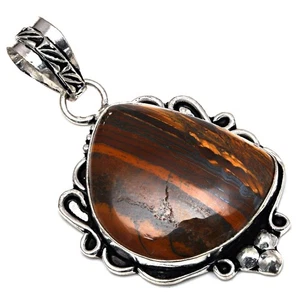 Pendant Multi Tiger Gemstone Handmade Mother'Day Silver Jewelry 2" - Picture 1 of 7