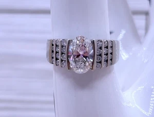 "STUNNING"  2.03 CARAT OVAL LAB GROWN CENTER 14KT ENGAGEMENT RING. - Picture 1 of 16