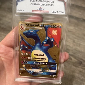 Pokemon Charizard-GX *RARE* Gold Foil Fan Art Textured Card 2019 #SV49  - Bild 1 von 8
