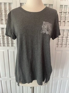 P.J. Salvage women's small gray, white embroidery, lion head casual stretch, H18 - Picture 1 of 9