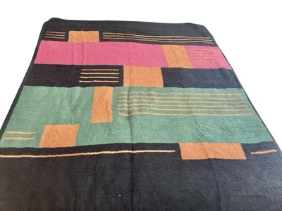 Manta Vintage IBENA Hecha en Polonia 84 x 66 Reversible Rosa Naranja Negro Foto 1 de 4