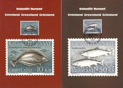 Fishing Salmon Salar Greenland Halibut Greenland 2 Mint Maxi FDC Card 1983-1985 - Image 1 of 3