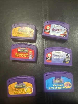 Leap Pad Lot of 6 Learning Cartridges  Batman Winnie the Pooh Tigger And More - Image 1 of 3