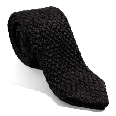 V-Tip Dark Brown Knitted Tie (Handmade) - Image 1 of 3