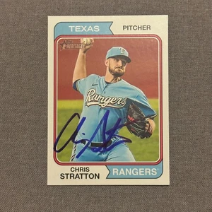 Tarjeta firmada por Chris Stratton autografiada 2023 Topps Heritage High WS Rangers #584 - Imagen 1 de 1