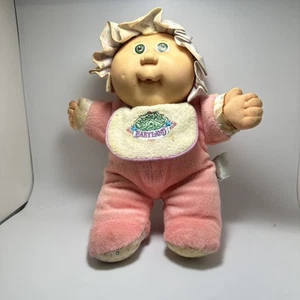 Vintage 1988 Cabbage Patch Kids Baby-Land Plush Doll Green Eyes Soft Cute Pink - Picture 1 of 8