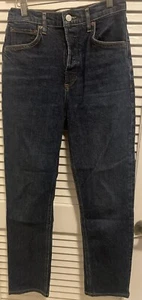AGOLDE Riley Straight Crop Jeans Womens Size 25 Blue High Rise Button Fly - Picture 1 of 6