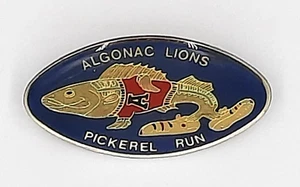 Algonac Lions Club Pickerel Run Fish with Sneakers Pin Michigan 11-D-2 Vintage - Picture 1 of 3