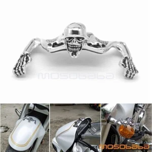 4" 4-1/2" 5-3/4" Headlight Visors & Fender Ornament Skull Skeleton For Harley - Picture 1 of 1