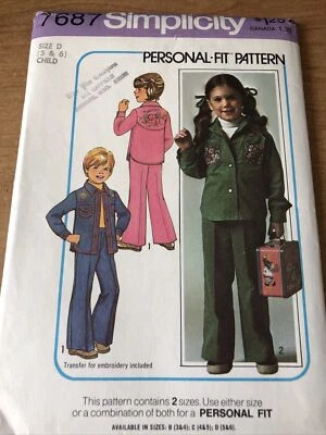 Simplicity 7687 UnCut 5 6  pants Shirt Jacket Boys & Girls personal fit pattern  - Image 1 of 4