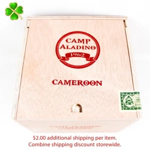 Caja de cigarros de madera vacía Camp Aladino Camerún Gorbusto 5" x 5" x 4,25" - Imagen 1 de 12