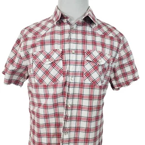 Old Navy Western Style Shirt Mens Size Large Pearl Snap Short Sleeve Multicolor - Picture 1 of 10