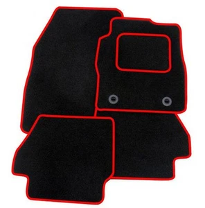 FITS KIA PICANTO 2011-2017 TAILORED BLACK CAR MATS WITH RED TRIM - Picture 1 of 2