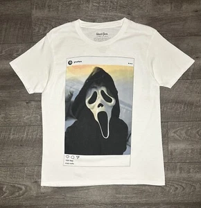 Ghostface Scream Men’s T-Shirt Ghost Face IG Selfie Tee White S/S Crew Size L - Picture 1 of 13