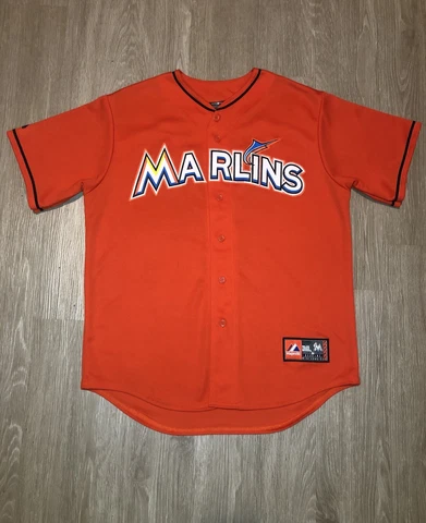 Vintage Majestic MLB Miami Marlins Jose Reyes #7 Orange Jersey Men’s Size LARGE Cover