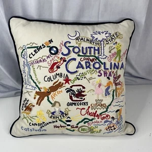 2005 Catstudio Cotton "South Carolina" Hand Embroidered 20" Pillow with Insert - Picture 1 of 7