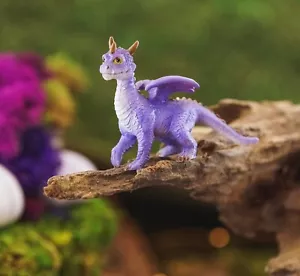 Miniature Horned Purple Dragon Figurine ~ Fairytale Fairy Garden Accessory - Picture 1 of 3