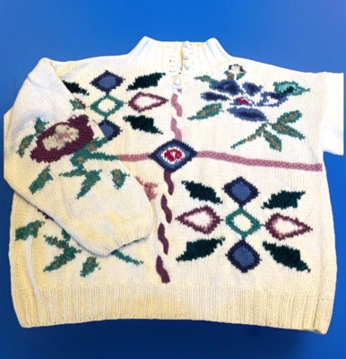 Suéter Bordado Van Heusen Años 90 De Colección Talla L Multicolor Tejido a Mano Grannycore Foto 1 de 4