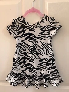 Girl’s Zebra Print Short Sleeve Blouse Size 4t Preowned With Stain - Picture 1 of 4