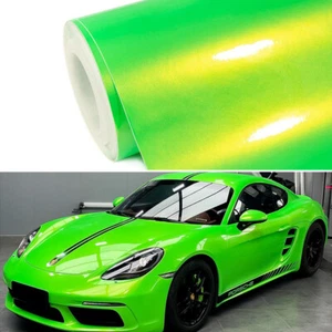 Apple Green Gloss Metallic Glitter Vinyl Film Wrap Sticker Decal Air Bubble Free - Picture 1 of 7