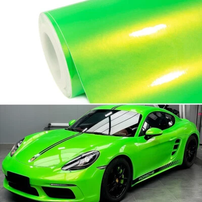 Apple Green Gloss Metallic Glitter Vinyl Film Wrap Sticker Decal Air Bubble Free - Image 1 of 4