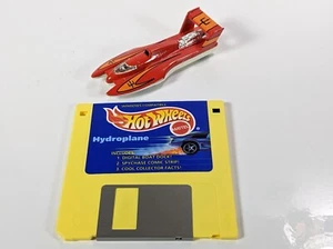 Hot Wheels, HYDROPLANE, Red, 1996 Computer Cars w/ Original Disk, Loose, LOOK! - Picture 1 of 9