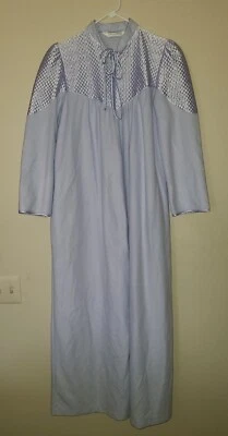 Vtg Sears USA Velour Blue Zip Front Robe Quilted Satin Bodice Wm Size 12/14 EUC - Image 1 of 4