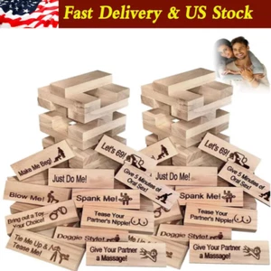 Couple Game Night Intimacy Block Tower Game Valentine Tumbling Tower Stack - Picture 1 of 14