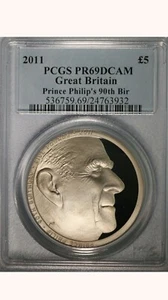 2011 UK Prince Philip 90th Birthday PCGS PR69 DCAM £5 Five Pounds Coin - Picture 1 of 2