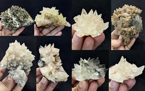 Natural DogTooth Calcite Clusters Crystal Specimens From Pakistan 8Pcs 3.1kg - Picture 1 of 9