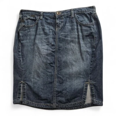 DKNY Jeans Mujer Azul Denim Falda Talla 31 Doble Frontal Aberturas Bolsillos Foto 1 de 4