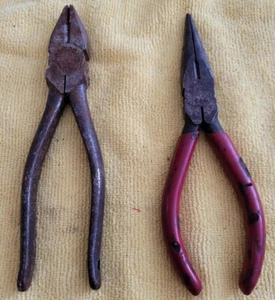 Vintage Kal Tools Linesman Needle Nose Pliers 506 606 2pc lot - Picture 1 of 5