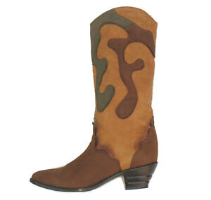 Zodiak Women's Western Fancy Boots Sz 7 M Leather Soles Brown