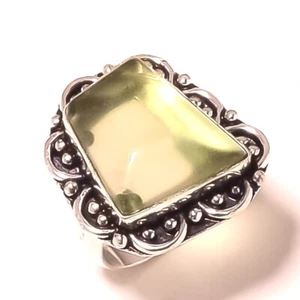 Prehnite Gemstone Ring Handmade Antique Thanksgiving Gift Jewelry 8.25" Gift P61 - Picture 1 of 6