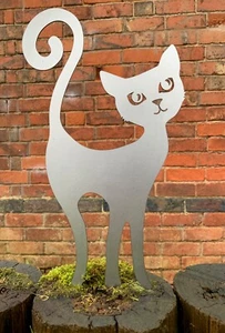 GATO GATITO JARDÍN ESTACA PLANTADORA PLANTA MACETA METAL DECORACIÓN PICOS REGALO GRANDE 1 - Imagen 1 de 3