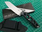 Couteau poignée lame fixe Kydex TwoSun EDC Micro Mini D2 gaine ceinture G10 TS466