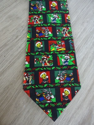 Corbata de Colección Looney Tunes Novedad Años 90 Taz Piolín Marvin Bugs Conejito Lucas Pato Foto 1 de 4