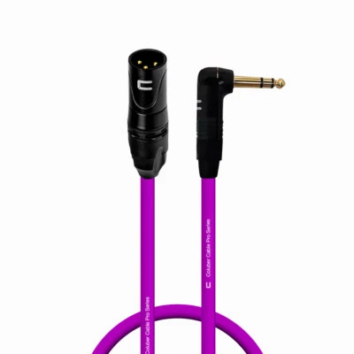 Cable personalizado de micrófono estéreo equilibrado TRS de 3 pines XLR macho a ángulo recto de 1/4" Foto 1 de 4