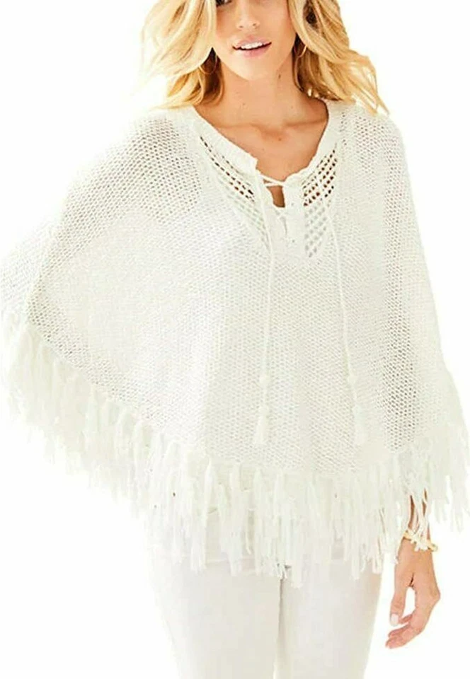 Lilly Pulitzer SzM Tatum Long Fringe Hem Cardigan Sweater Gold Metallic