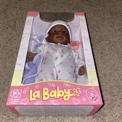 JC Toys La Baby 11 Box" Baby Girl Doll In White & Pink Floral Sleeper! SEE! CUTE - Image 1 of 4