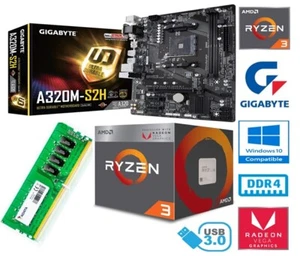 AMD RYZEN 3 3200G BUNDLE - QUAD CORE - GIGABYTE A320M-S2H MOTHERBOARD - 8GB RAM - Picture 1 of 7