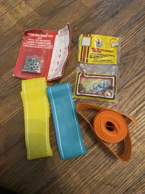 Vintage Lawn Chair Webbing Hardware 50 Eyelets 30 Washer head Screws plus Orange - Image 1 of 4