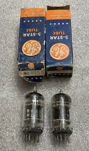 Pair GE 5-star GL-5751 Triple Mica Black Plate 1950s Vacuum Tubes /NEW OLD STOCK - Picture 1 of 5
