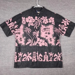 Phil Edwards Reyn Spooner Hemd Herren XL schwarz pink Hawaii Aloha Oahu Made USA - Bild 1 von 9