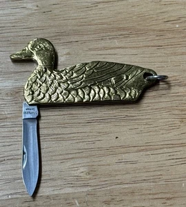 Vintage Brass & Stainless Steel Duck Pocket Knife & Keychain Avon - Picture 1 of 3