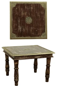 Mesa De Centro Vintage Mesa Auxiliar De Madera Anjay Marrón - 55cm - - Imagen 1 de 7