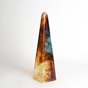 Murano Glas Objekt Obelisk Cenedese 1975 Braun Beige signiert vintage dekorativ - Picture 1 of 6