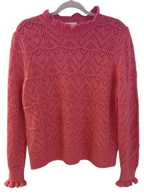 Suéter Sundance Para Mujer XL Rosa Punto Cuello Simulado Volantes Puño Mezcla de Lana Foto 1 de 4